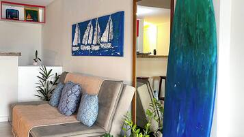 Family Studio, 1 Double Bed with Sofa bed, Ensuite, Ocean View | Living area | 40-inch Smart TV with satellite channels, TV