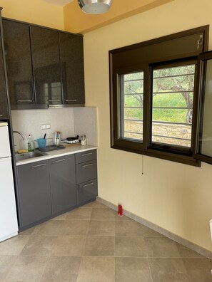 Private kitchen - Peroulia Bay View Studio (Κορώνη )