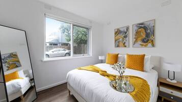 2 bedrooms, desk, iron/ironing board, travel cot
