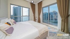 Deluxe Apartment | Blackout drapes, iron/ironing board, WiFi (free), bed sheets - Chic Marina View Living in a Two Bedroom (Dubai)