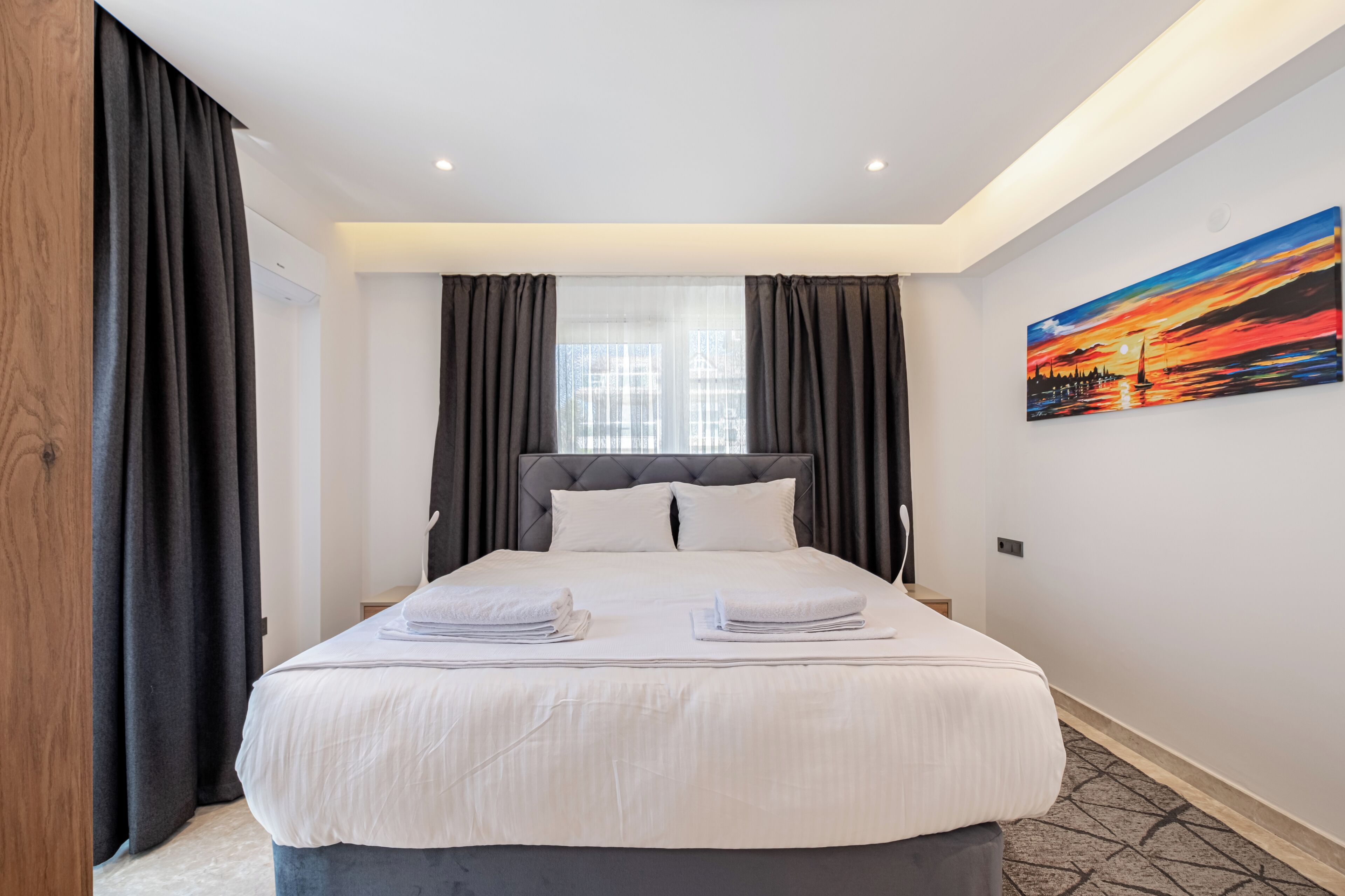 Comfort-Apartment, 2 Schlafzimmer | Bettwäsche aus ägyptischer Baumwolle, hochwertige Bettwaren