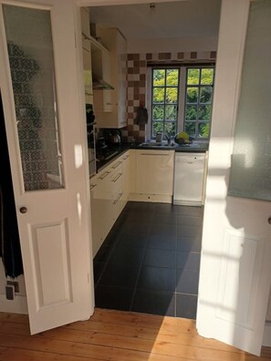 Fridge, microwave, oven, dishwasher