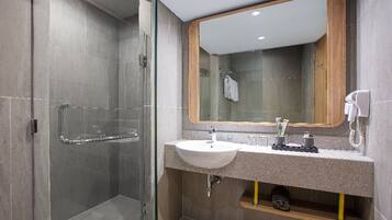 Shower, slippers, towels