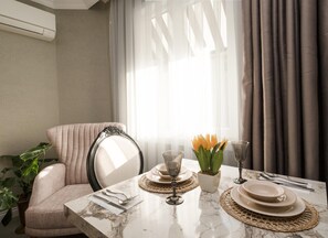 Apartment, 1 Bedroom | Private kitchenette | Full-size fridge, oven, stovetop, cookware/dishes/utensils - Wolf Suites (Antalya)