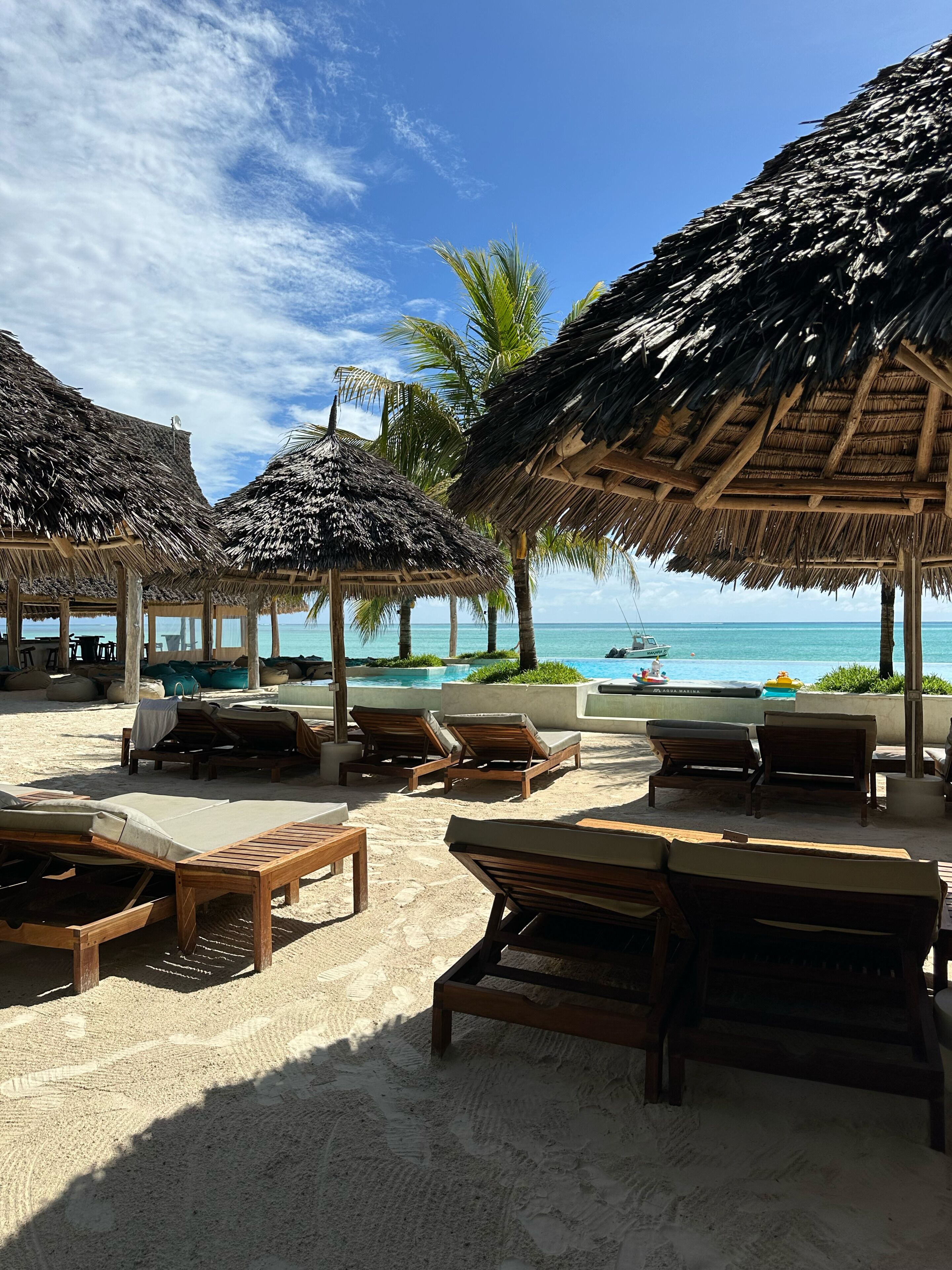 Outdoor pool, pool umbrellas, pool loungers