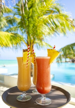 Outdoor pool, pool umbrellas, pool loungers