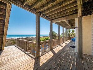 Terrace/patio - Get Back #141 - Oceanfront w/ Private Pool, Hot Tub, Dog-friendly! (North Topsail Beach)