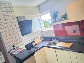 Fridge, oven, stovetop, dishwasher