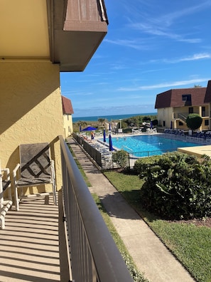 Outdoor pool, a heated pool - Cocoa Beach Club 223 ocean front property, direct beach access large heated pool (Cocoa Beach)