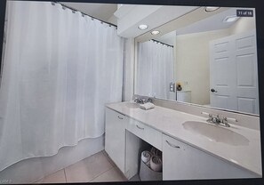 Shower, hair dryer, towels, soap - Centrally located Beautiful First  Floor 2/2 Condo w/ Garage minutes from Beach! (Naples)