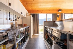 Microwave, stovetop, dishwasher, cookware/dishes/utensils