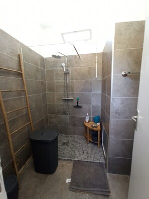 Dusche, Haartrockner, Handtücher