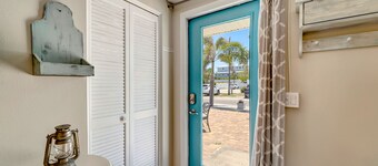 Serene oceanfront suite with Gulf view, grill, patio, central AC, & W/D