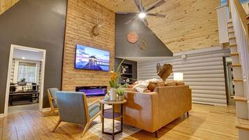 Smart TV, fireplace, video games, foosball