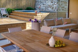 Outdoor dining - Canaiolo holiday home with mini-pool in the center of Greve in Chianti (Greve in Chianti)