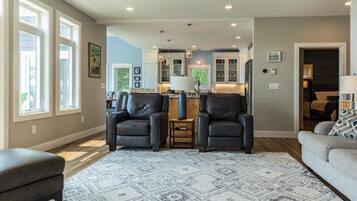 Televisor, llar de foc, reproductor de DVD i llibres