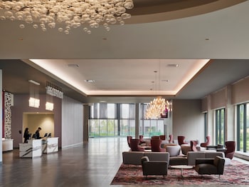 Sitting area in hotel lobby at Great Canadian Casino Resort Toronto