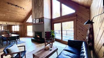 Smart TV, fireplace, Netflix, books