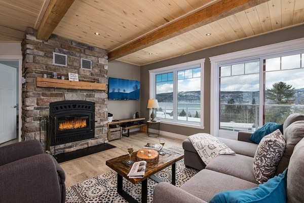 Salon avec foyer au bois (1)