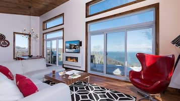 Televisión y chimenea