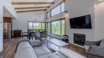 TV, fireplace