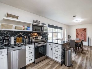 Fridge, coffee/tea maker, cookware/dishes/utensils - Preston Hollow Home + Garage Apt / Large Yard (Dallas)