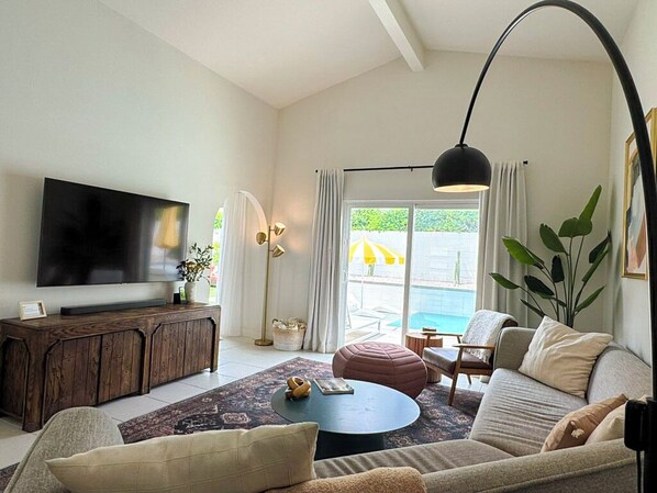 Smart TV, books, stereo, computer monitors