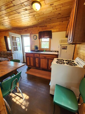 Fridge, microwave, oven, stovetop - East Crooked Lake Front Cabin 2 (Nevis)