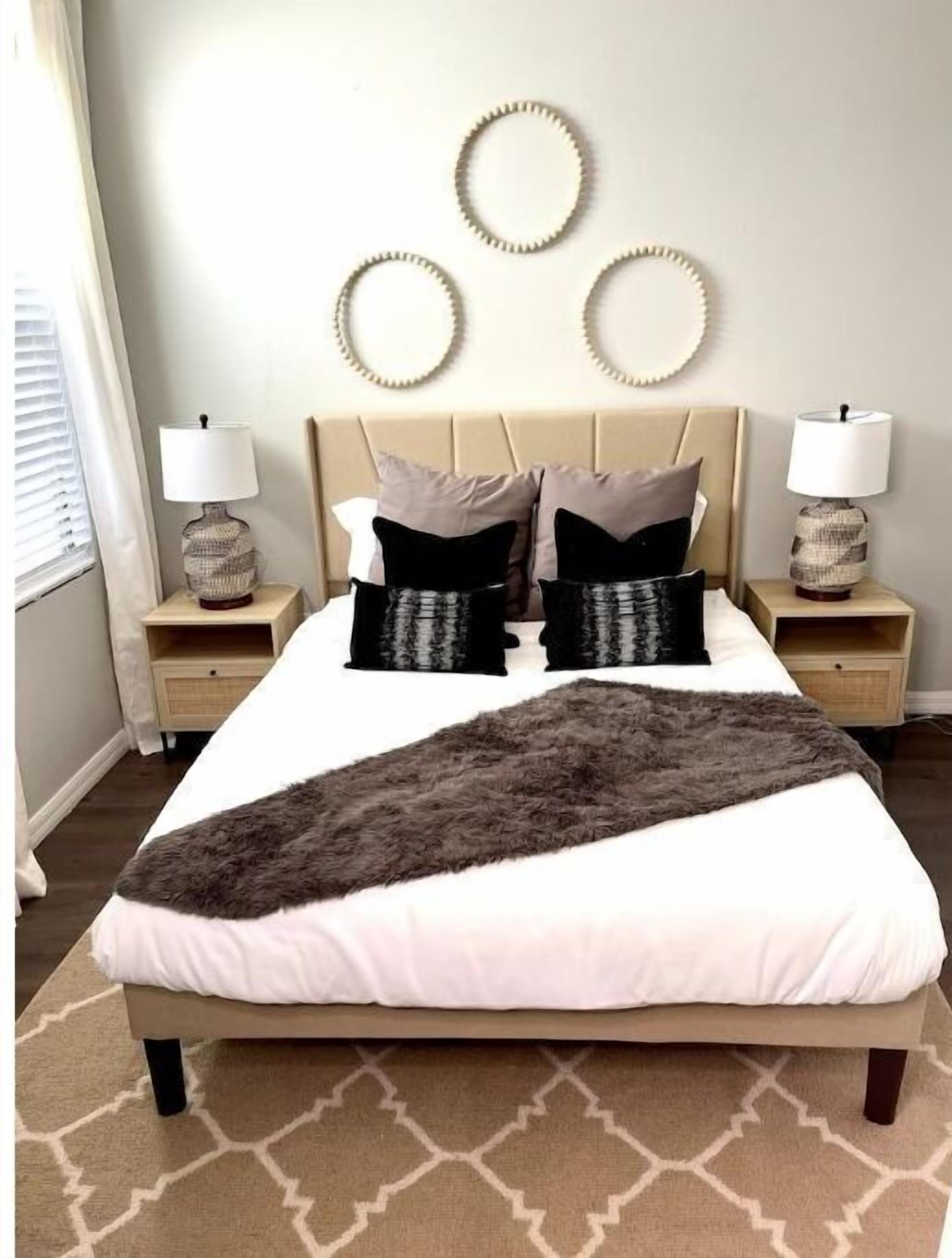 1 bedroom, desk, iron/ironing board, travel cot