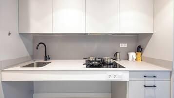 Premium Apartment | Private kitchen | Fridge, microwave, oven, stovetop