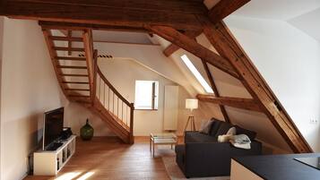 Smart-TV, DVD-Player, Bücher, Stereoanlage