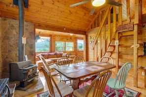 Dining Area | 2-Story Cabin | Free WiFi