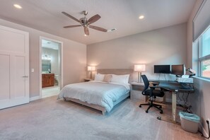 3 bedrooms, desk, iron/ironing board, travel cot