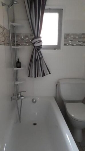 Hair dryer, towels, toilet paper