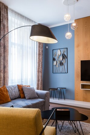 独特公寓, 3 间卧室, 双浴室 | 起居区