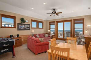 TV, foosball - Off Crew-Oceanfront, pool, hot tub, private walkway to the beach, game room, ocean views! (Corolla)