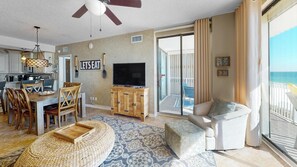 Condo, Multiple Beds, Balcony, Ocean View | Living area | 42-inch flat-screen TV with cable channels, TV
