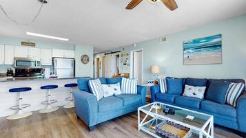 Condo, Multiple Beds, Balcony | Living area | 42-inch flat-screen TV with cable channels, TV