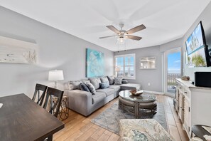 Condo, Multiple Beds, Balcony, Ocean View | Living area | 43-inch flat-screen TV with cable channels, TV - Cozy 2bd/2ba w/ View, Sleeps 6 (Orange Beach)