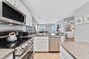 Condo, Multiple Beds, Balcony, Ocean View | Private kitchen | Fridge, microwave, oven, stovetop - Cozy 2bd/2ba w/ View, Sleeps 6 (Orange Beach)