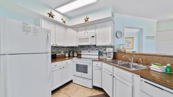 Condo, Multiple Beds, Balcony | Private kitchen | Fridge, microwave, oven, stovetop