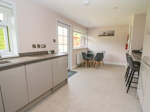 Fridge, dishwasher, electric kettle, toaster