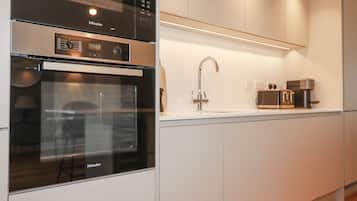 Fridge, dishwasher, electric kettle, toaster