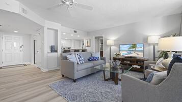 Condo, Multiple Beds, Balcony (803 - No Pets Allowed) | Living area | TV