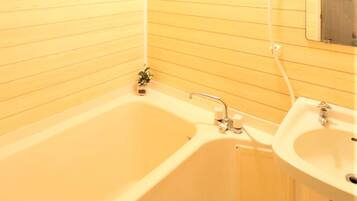 Basic Apartment | Bathroom | Rainfall showerhead, hair dryer, soap, shampoo