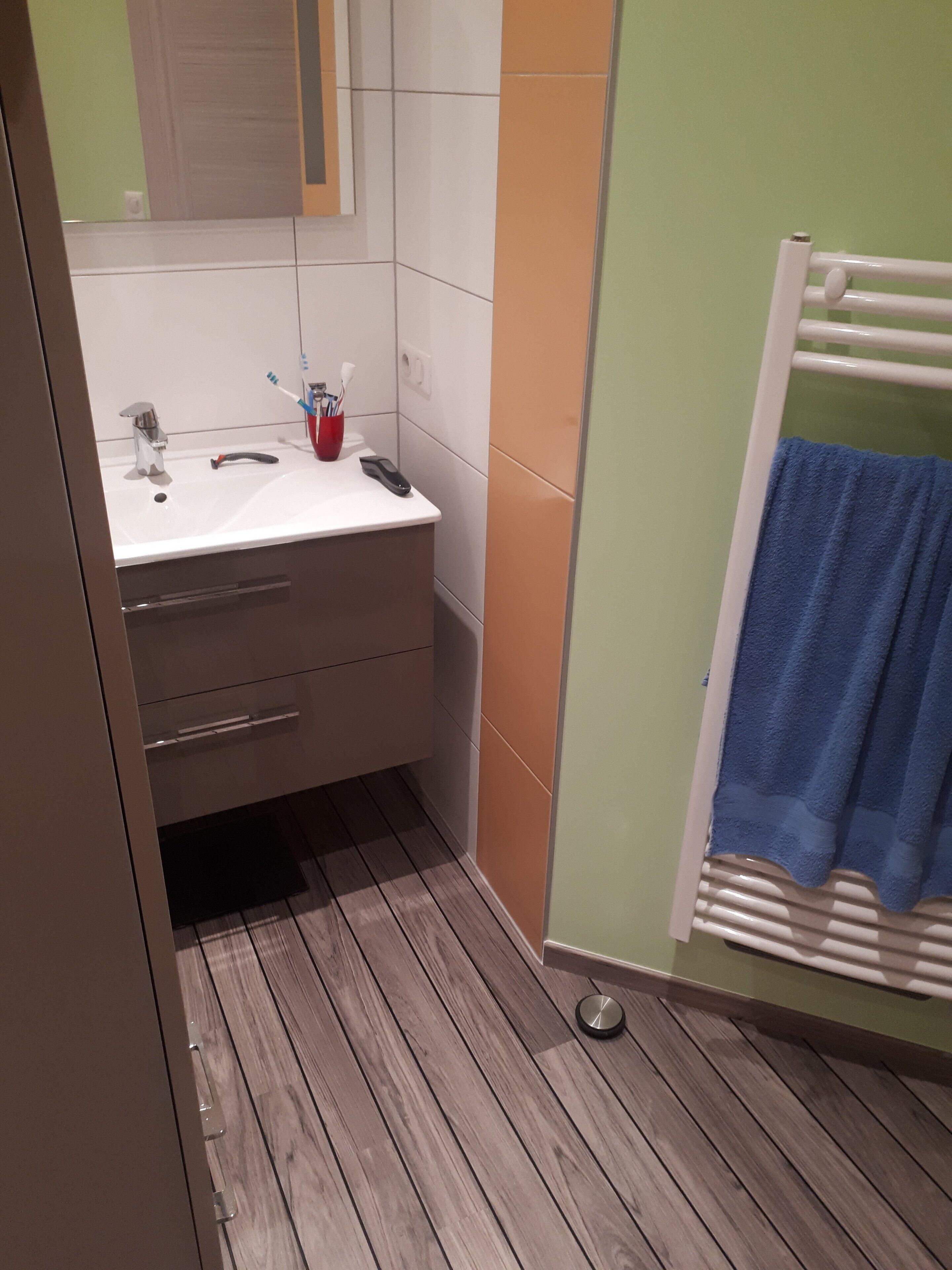 Towels, shampoo, toilet paper