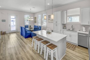 Fridge, microwave, dishwasher, coffee/tea maker