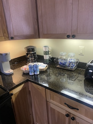Fridge, microwave, oven, stovetop - Jay Peak ski on-ski-off condo in the newest buildings directly on the mountain. (Jay)
