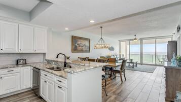 Fridge, microwave, dishwasher, toaster