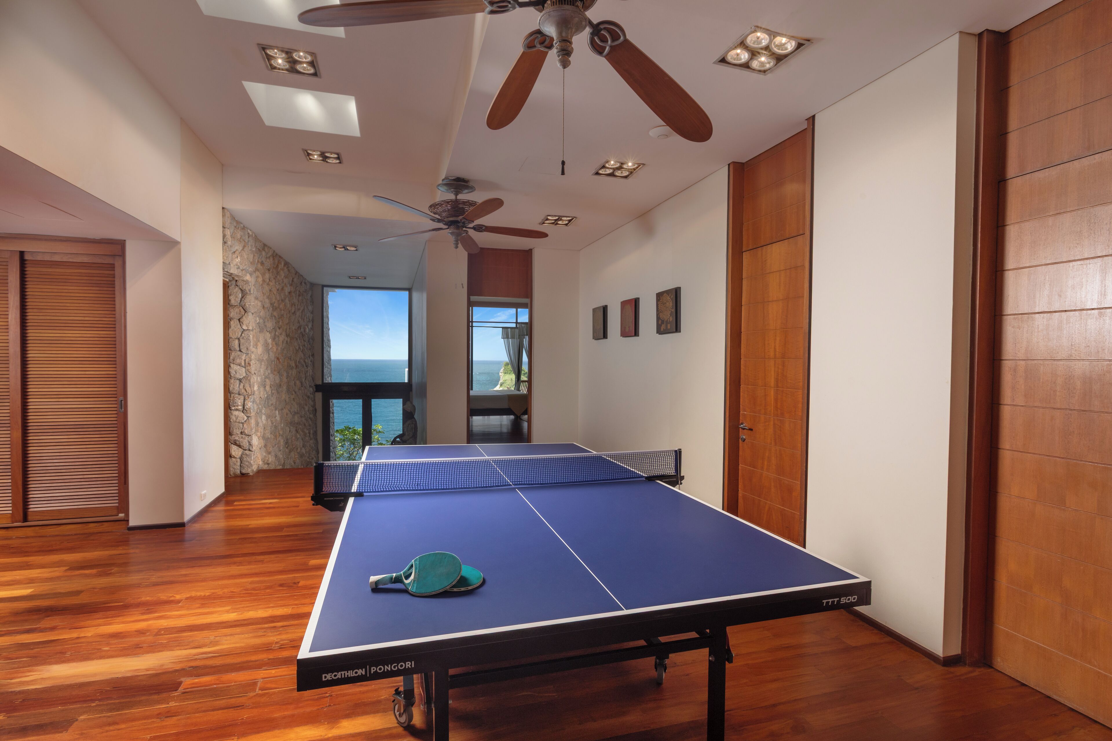 96-inch flat-screen TV with digital channels, DVD player, iPod dock